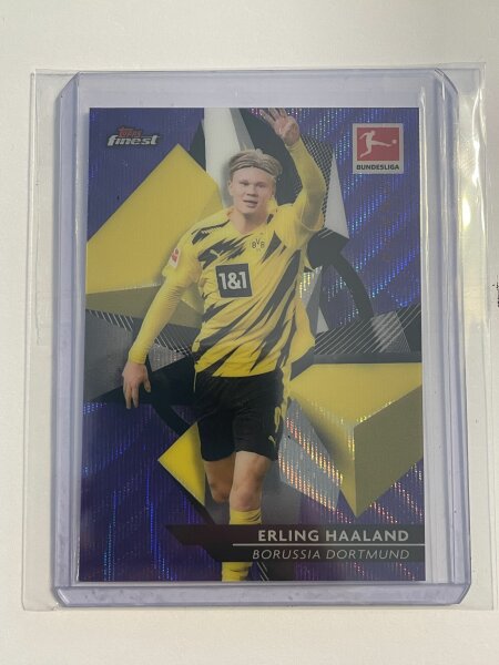 2021 Topps Finest Bundesliga Erling Haaland Purple Refractor /250